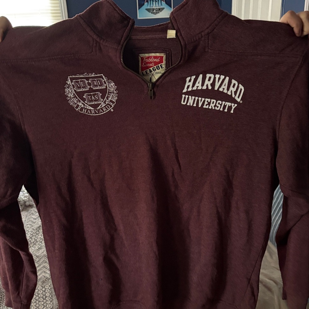 League Maroon Harvard University Zip-Up Sweater